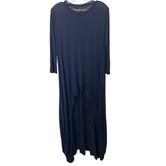 Annabelle Navy Blue Long High-Low Tunic Top - Picture 2 of 5
